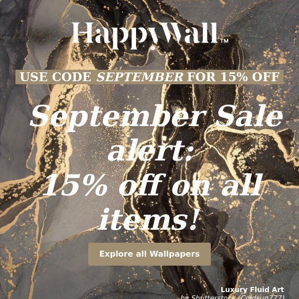 September Sale at Happywall.com: 15% off all wallpapers!