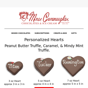 Sweeten up your Valentine's Day with our Personalized Chocolate Hearts.