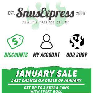 Last sending containing January specials!