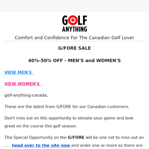 G/FORE SALE 40%-50% OFF