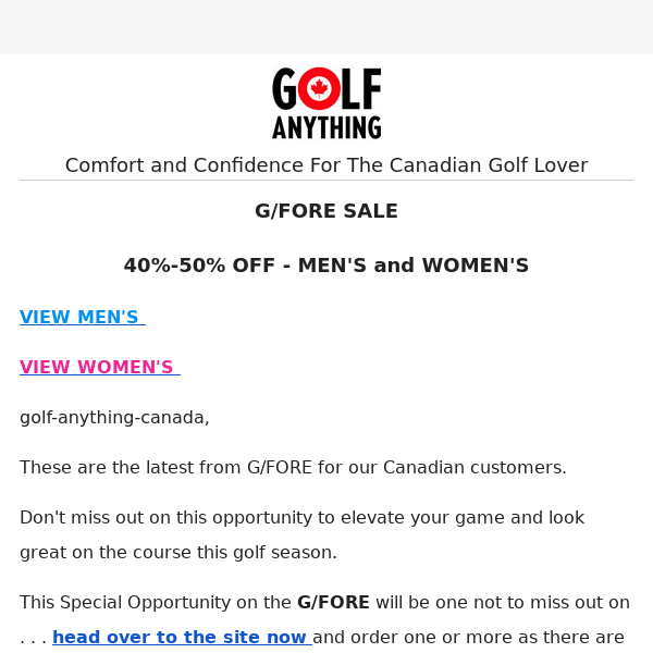 G/FORE SALE 40%-50% OFF