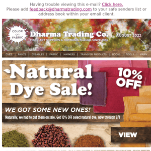 Natural Dye Sale!