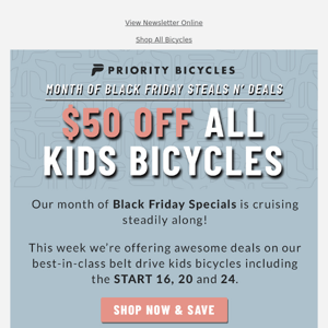 $50-OFF All Kids Bicycles! 🚲