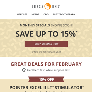 🎉 Ending Soon : February Monthly Specials 🎉 Save up to 20%