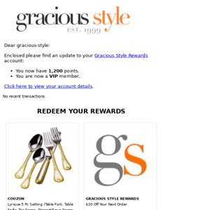 Your Gracious Style Rewards Statement