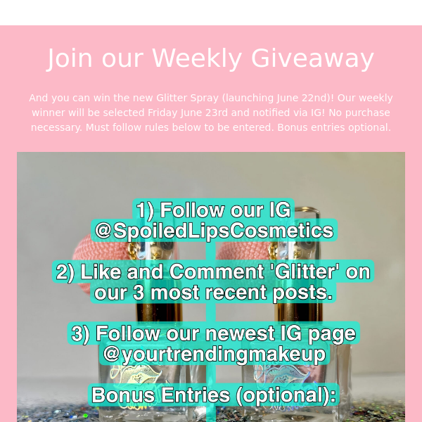 Last chance to join this weeks giveaway!