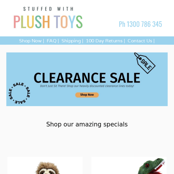Clearance in Stuffed Animals & Plush