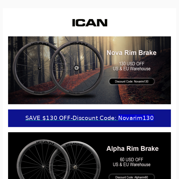 ICAN Rim Brake Road Wheels-UP TO $130 OFF