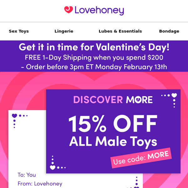 15% Off Male Toys - Ends at Midnight!