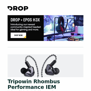 Tripowin Rhombus Performance IEM, Drop DCX Dolch Keycap Set, HammerWorks CRP Round 5 Keycap Set and more...