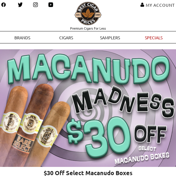 🔥 $30 Off Select Macanudo Boxes 🔥