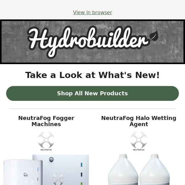 NEW! ✨ on Hydrobuilder.com, Foggers, Harvest Technology, & More