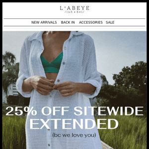 25% OFF SITEWIDE EXTENDED