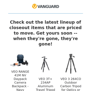 Clearance Sale - Vanguard tripods and bags