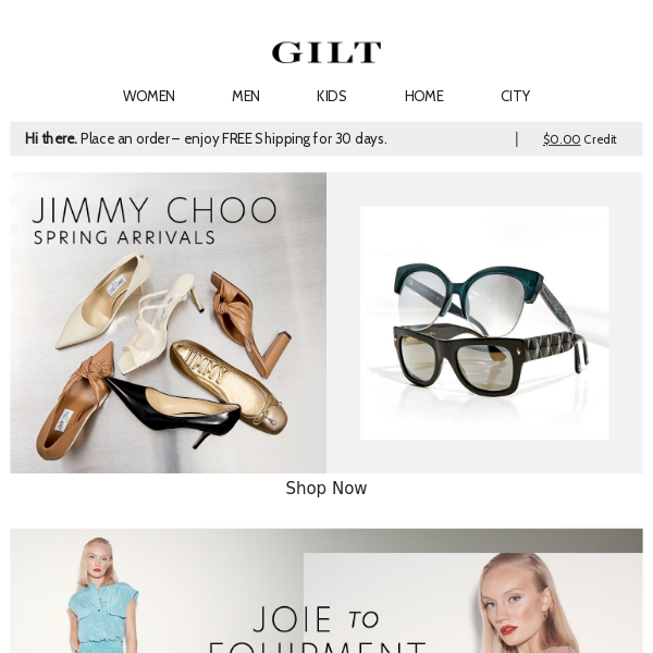 Jimmy Choo With Spring Arrivals | Starting at 60% Off New Joie to Equipment