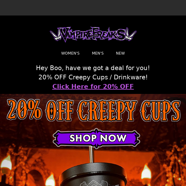 20% OFF Dark Drinkware! 🎃☕