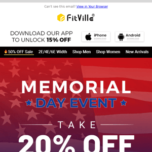 Memorial Day Event is here! Enjoy 20% OFF selected items now!