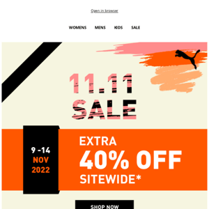🎉11.11 DAY IS HERE: Extra 40% off sitewide