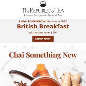 Free Tea Ends Tomorrow