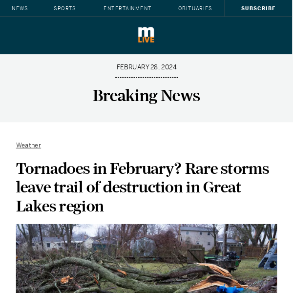 Tornadoes in February? Rare storms leave trail of destruction in Great Lakes region