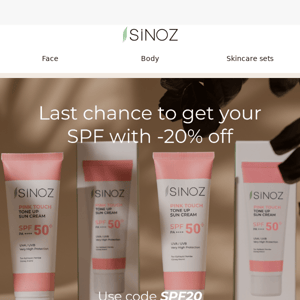 Last chance to get 20% off on SPF💥