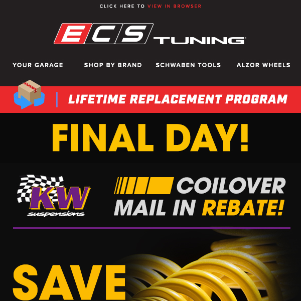 Final Day to Save Up To $500 with the KW Suspension Mail in Rebate!