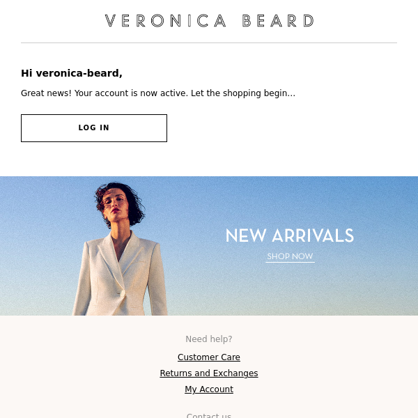 Your Veronica Beard Account is Now Active
