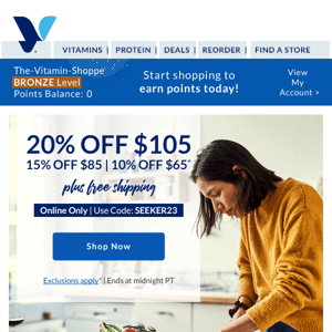 The Vitamin Shoppe: Fuel goals w/ up to 20% off