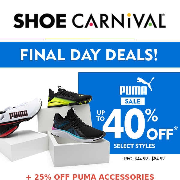 🚨 Your Last Chance to Save up to 40% on Puma! - Shoe Carnival