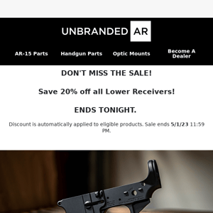 Last day to SAVE on ALL Lower Receivers!⏳