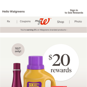 Today only! Earn $20 rewards when you shop