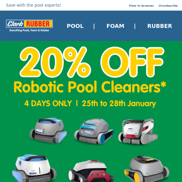 20% Off Robotic Pool Cleaners! Hurry, 4 days only