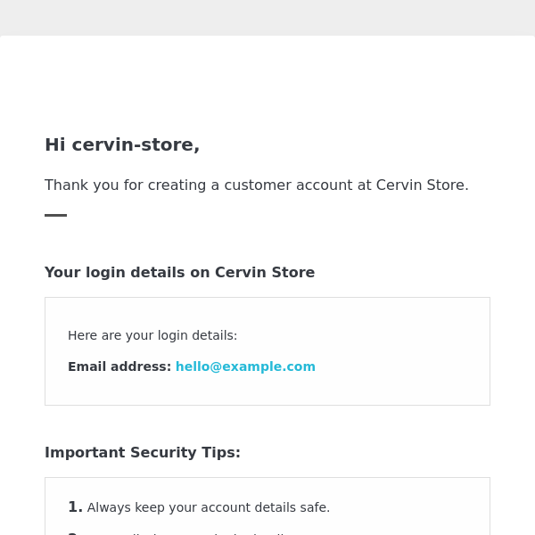 [Cervin Store] Welcome!