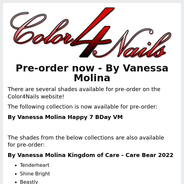 Pre-order now | Collections & shades from By Vanessa Molina!