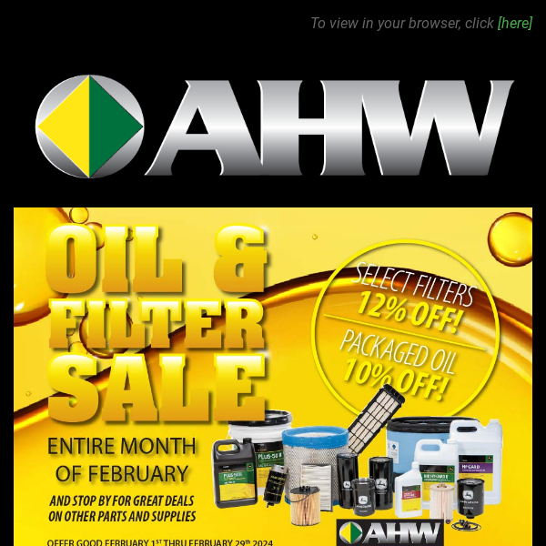 AHW Oil & Filter Special - Entire month of February