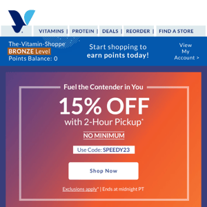 The Vitamin Shoppe, save 15% on your favorite fuel