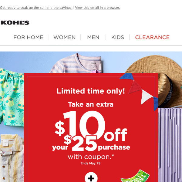 Starting today, take $10 off + earn Kohl's Cash ... cha-ching! 🤑