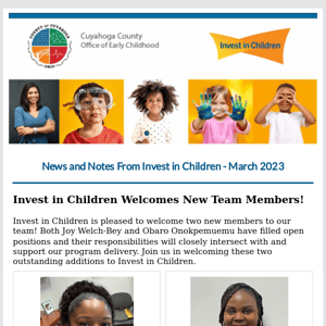 News & Notes from Invest in Children