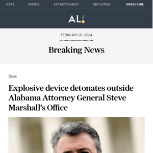 Explosive device detonates outside Alabama Attorney General Steve Marshall’s Office