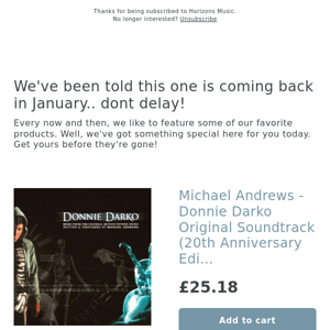 UPDATE: Michael Andrews - Donnie Darko Original Soundtrack (20th Anniversary Edition, Indie Only Silver Vinyl)