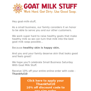 Celebrate Small Business Saturday With Goat Milk Stuff