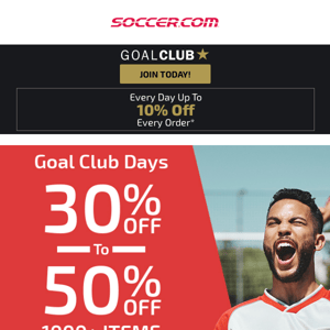 Goal Club Day Deals: Save 30-50% ON 1,000+ ITEMS