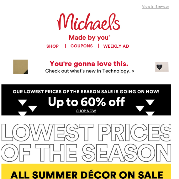 Our STOREWIDE SALE starts now! 🎉 Get up to 60% off during our Lowest  Prices of the Season → - Michaels Stores