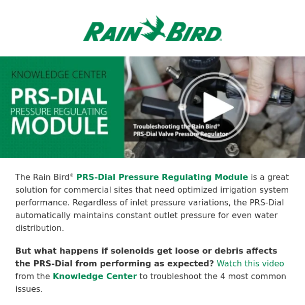 Under pressure? Troubleshoot the PRS-Dial Pressure Regulating Module