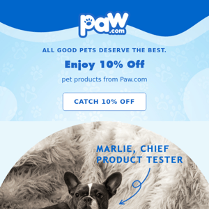 Fetch 10% OFF, because all pets are good pets! 🐕‍🦺