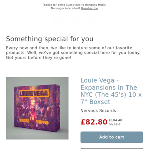 Price reduction! Louie Vega - Expansions In The NYC (The 45's) 10 x 7" Boxset
