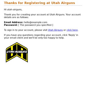 Thanks for Registering at Utah Airguns