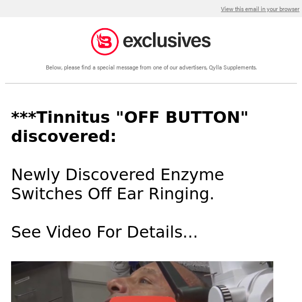 Tinnitus 'OFF BUTTON': Newly Discovered Enzyme Switches Off Ear Ringing. See Video..
