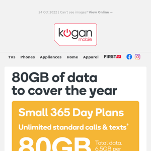 Cover Your Year with 80GB of Data for Only $109#