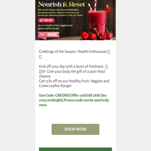 🌿Nourish & Reset - 15% off on Fruits, Vegetables and Leafies 🌿